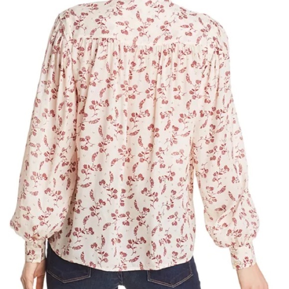 FRAME Voluminous Blouson-Sleeve Floral Silk Blend Blouse | Women’s Size M - Picture 4 of 7